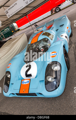 1970-Porsche 917K Ausdauer Racer im Fahrerlager auf dem 2013 Goodwood Festival of Speed, Sussex, UK. Stockfoto