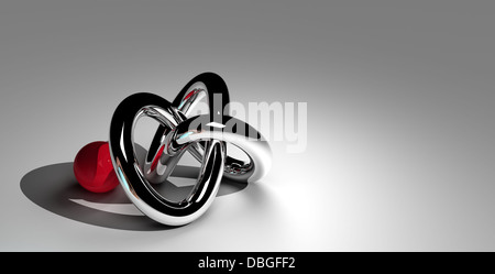 Torus Knoten mit roten Ball in 2d Software gemacht Stockfoto