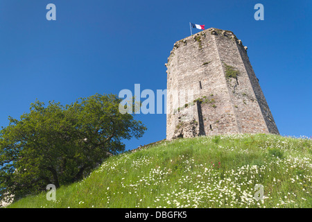 Frankreich, Normandie, Bricquebec, 14. Jahrhundert Bergfried. Stockfoto