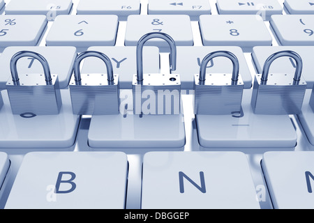 3D Abbildung des Sperrkonzept auf Tastatur Stockfoto