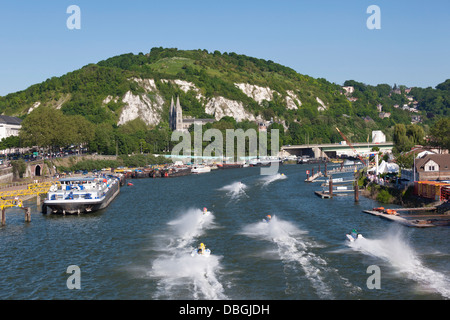 Frankreich, Normandie, Rouen, Wasserflugzeug Rennen, Seineufer, erhöhten Blick. Stockfoto