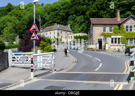 Rinder-Raster auf der A46 Hauptstraße durchläuft die Cotswold Stadt Nailsworth Stockfoto