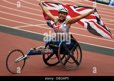 Hannah COCKROFT GB nach gewinnen 100m Frauen T33 T34 - Spiele Finale zum Jubiläum im Olympiapark, Stratford, London Stockfoto