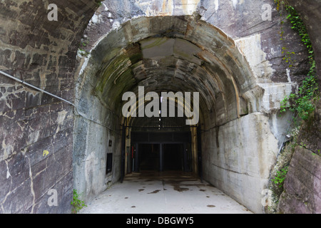 Frankreich, Pas-De-Calais, Helfaut-Wizernes, La Coupole, WWII deutsche V2-Rakete Bunker, Bunker Eingang. Stockfoto