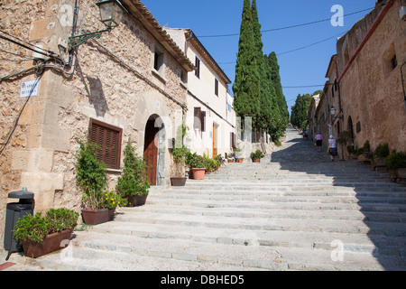 365 Calvari Stufen in der Altstadt von Pollensa auf Mallorca auf den Balearen Stockfoto
