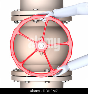 Große rote Gas - Öl-Ventil Stockfoto