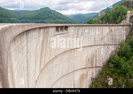 Vidraru-Stausee, Art Bogen, hoch 160 m, Rumänien, Arges County, am Fluss Arges in Fagaras Gebirge Bereich. Stockfoto