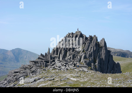 Castell y Gwynt (Burg des Windes) auf der Glyder Mountain Range in Snowdonia in Nord-Wales. Stockfoto