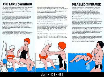 ASA-Amateur Swimming Association Sicherheitsratschläge, herausgegeben von Bovril wahrscheinlich der 1960er Jahre den frühen Schwimmer Stockfoto