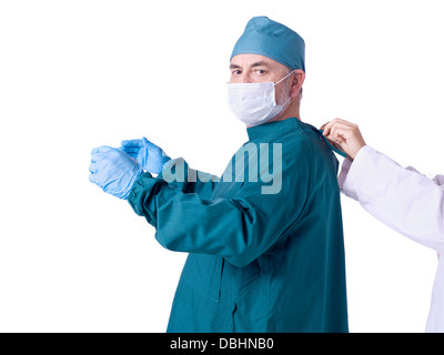 Krankenschwester auf seiner Uniform hautnah Stockfoto