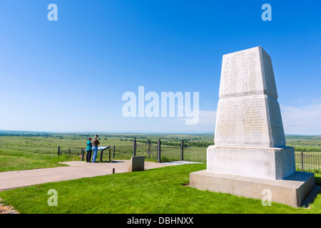 US Army 7. Kavallerie-Denkmal auf dem letzten Stand Hill, Little Bighorn Battlefield National Monument in der Nähe von Crow Agency, Montana, USA Stockfoto