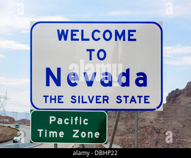 Herzlich Willkommen Sie in Nevada Schild, USA Stockfoto