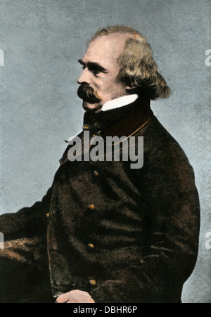 Nathaniel Hawthorne, etwa 1862 oder 1863. Handcolorierte halftone Wiedergabe einer Fotografie Stockfoto