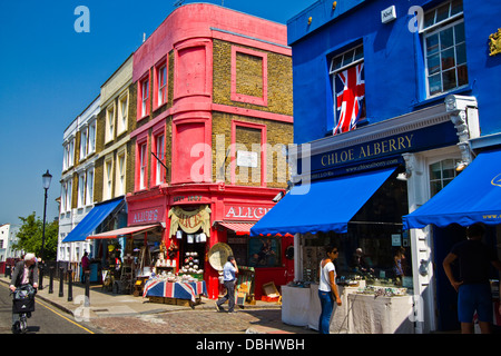 Startseite zu den weltweit größten Antiquitätenmarkt in West London Portobello Road Shops Stockfoto