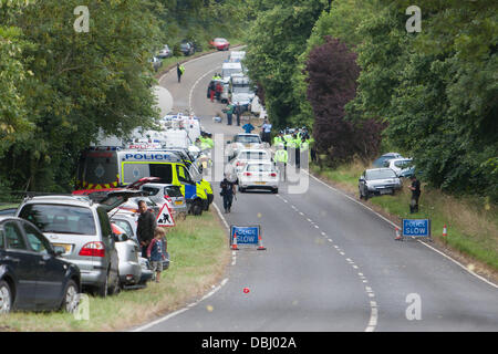 Balcombe, West Sussex, UK. 31. Juli 2013. Protest-Website auf der Londoner Straße gegen Cuadrilla Bohren & Fracking vor den Toren des Dorfes Balcombe in West Sussex. Balcombe, West Sussex, UK. Bildnachweis: Martyn Wheatley/Alamy Live News Stockfoto