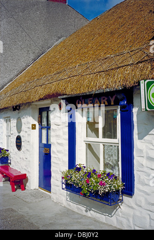 Ein traditionelles irisches weiß getünchten Reetdachhaus in Nord Dublin Dorf der Schären, bietet Bed &amp; breakfast Stockfoto