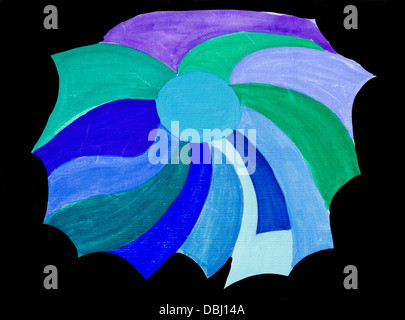abstrakte geometrische blaues Objekt auf schwarzem Hintergrund Stockfoto