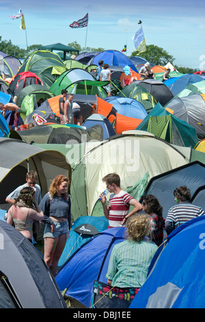 Glastonbury Festival 2013 - Hügel Camper in der Pennard Boden Stockfoto