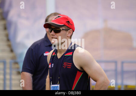 Image Datei: Chris Brown Kenia Rugby Sevens Körper Stärkung und Konditionierung Trainer während der Rugby World Cup 7 s im Luzniki-Stadion in Moskau, Russland. Bild wurde am 30. Juni 2013 aufgenommen. Bildnachweis: Elsie Kibue / Alamy Live News Stockfoto