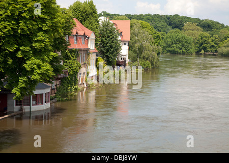 Hochwasser des Flusses Saale in Halle, Talstrasse, Deutschland 05. Juni 2013 Stockfoto