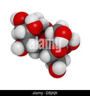 Laktulose chronischer Verstopfung Medikament (Abführmittel), chemische Struktur. Atome werden als Kugeln mit herkömmlichen Farbe dargestellt. Stockfoto