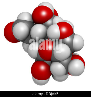 Laktulose chronischer Verstopfung Medikament (Abführmittel), chemische Struktur. Atome werden als Kugeln mit herkömmlichen Farbe dargestellt. Stockfoto