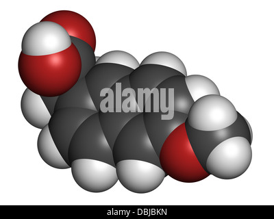 Naproxen Schmerzen und Entzündungen Droge (NSAID), chemische Struktur. Atome werden als Kugeln mit konventionellen Farbkodierung dargestellt. Stockfoto