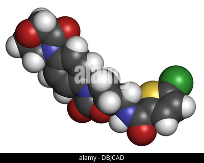 Rivaroxaban gerinnungshemmenden Medikament (direkter Faktor Xa-Inhibitor), chemische Struktur. Stockfoto