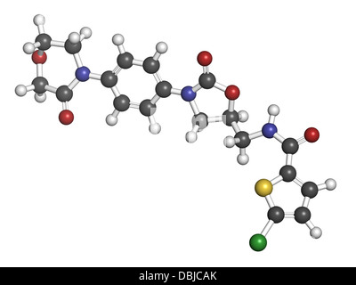 Rivaroxaban gerinnungshemmenden Medikament (direkter Faktor Xa-Inhibitor), chemische Struktur. Stockfoto