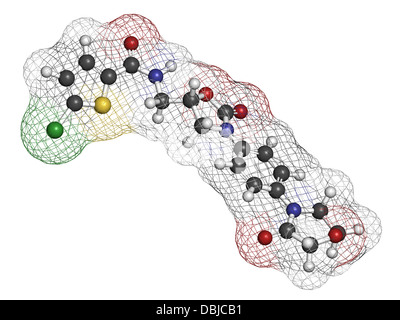 Rivaroxaban gerinnungshemmenden Medikament (direkter Faktor Xa-Inhibitor), chemische Struktur. Stockfoto