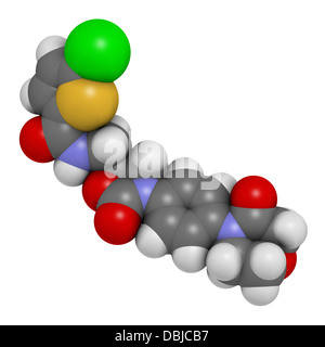 Rivaroxaban gerinnungshemmenden Medikament (direkter Faktor Xa-Inhibitor), chemische Struktur. Stockfoto