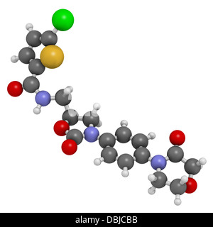 Rivaroxaban gerinnungshemmenden Medikament (direkter Faktor Xa-Inhibitor), chemische Struktur. Stockfoto