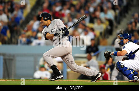 Los Angeles, Kalifornien, USA. 31. Juli 2013. New York Yankees Shortstop Derek Jeter #2 an bat während der Major League Baseball Spiel zwischen den Los Angeles Dodgers und die New York Yankees an Dodger Stadium.Louis Lopez/CSM/Alamy Live News Stockfoto