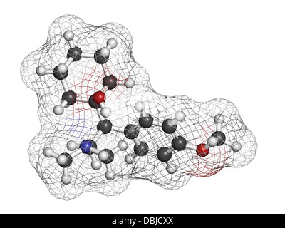 Antidepressivum Venlafaxin (SNRI Klasse), chemische Struktur. Atome werden als Kugeln mit herkömmlichen Farbe dargestellt. Stockfoto