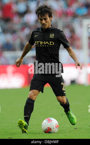 München, Deutschland. 31. Juli 2013. Manchesters David Silva während der Audi Cup Fussball Halbfinale Spiel Manchester City Vs AC Milan im Allianz Arena in München, 31. Juli 2013. Foto: Tobias Hase/Dpa/Alamy Live News Stockfoto