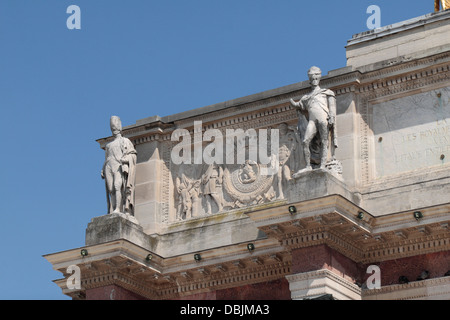 Detail auf dem Arc de Triomphe du Carrousel in Place du Carrousel, Paris, Frankreich. Stockfoto