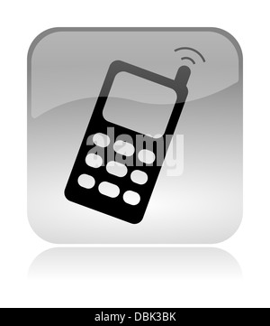Mobilfunk Handy weiß, transparent und glänzend Web Schnittstelle Icon mit Reflexion Stockfoto
