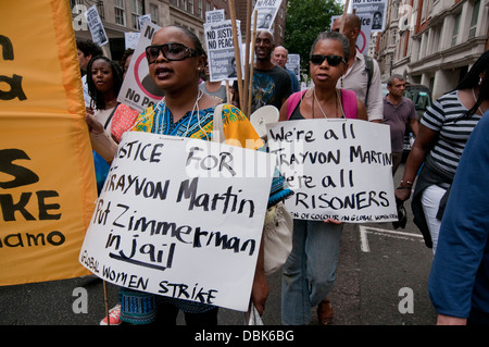 London März und Kundgebung gegen globalen Rassismus & Ungerechtigkeit folgenden Freispruch von George Zimmerman Schuss & Trayvon Martin getötet Stockfoto