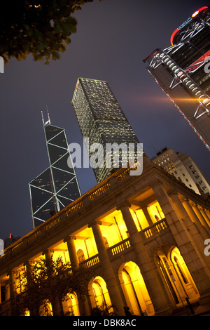 Hong Kong Central District Gebäude Abenddämmerung hsbc Stockfoto