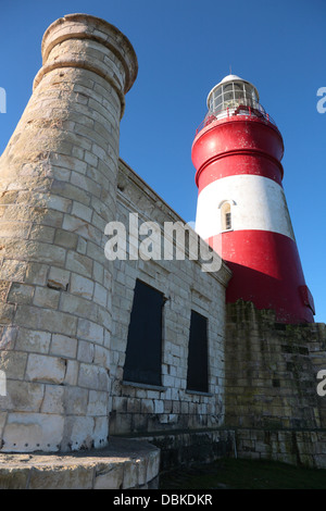 Leuchtturm am Kap Agulhas, der südlichste Punkt Afrikas Stockfoto