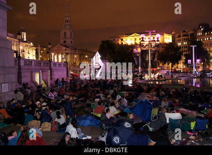 Harry-Potter-Fans Campen für die Filmpremiere von "Harry Potter und die Heiligtümer des Todes - Teil2" in Trafalgar Square London, England - 07.07.11 Stockfoto