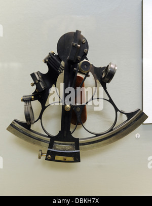 Marine Sextant. des 19. Jahrhunderts. Museum of History und Navigation. Riga. Lettland. Stockfoto