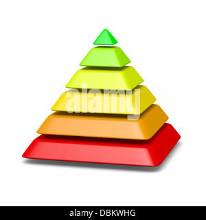 6 Stufen Pyramide Struktur rot grüne Umwelt Konzept 3d Illustration Stockfoto