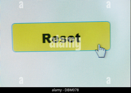 Reset-Taste und Maus Cursor auf Bildschirm Stockfoto