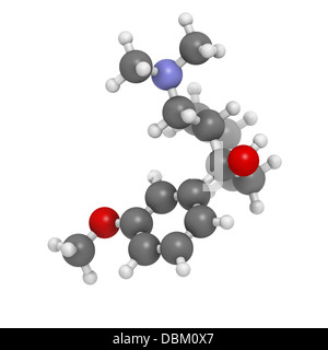 Tramadol opioid Analgetikum, chemische Struktur. Atome werden als Kugeln mit konventionellen Farbkodierung dargestellt. Stockfoto