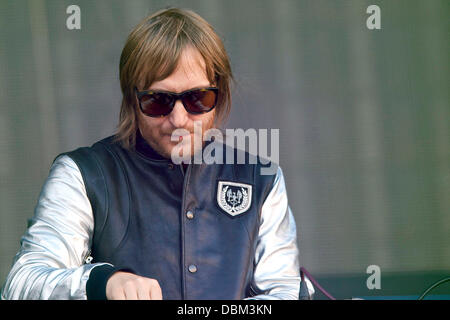 David Guetta führt im Vicente Calderon Stadion. Madrid, Spanien - 14.07.11 Stockfoto