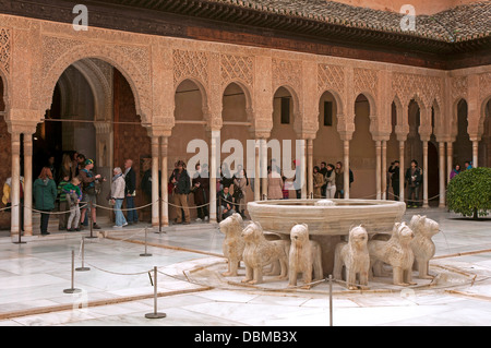 Die Löwen Innenhof, der Alhambra, Granada, Region von Andalusien, Spanien, Europa Stockfoto