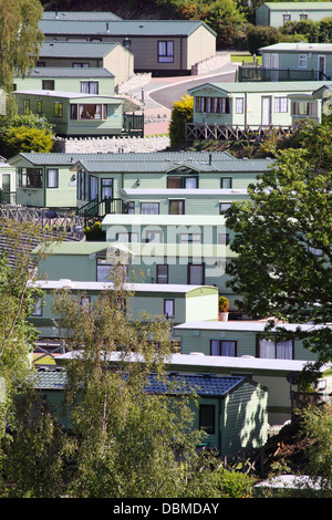 Einem Hügel von Mobilheimen auf einem großen Grundstück in der Nähe von Conwy, North Wales, UK Stockfoto