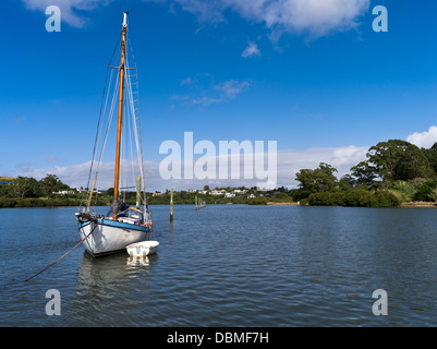 Dh Kerikeri BUCHT DER INSELN NEW ZEALAND Yacht und Beiboot gebunden bis zu Pickmere Liegeplätze Stockfoto