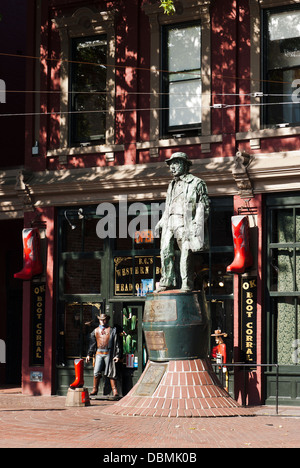 Statue von "Blähungen" John Deighton in Gastown, Vancouver, Britisch-Kolumbien, Kanada. Stockfoto